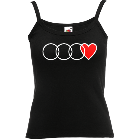 Koszulka na ramiączkach Audi Love - damska z czerwonym sercem