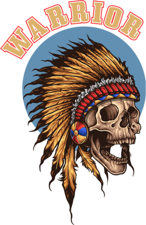 Nadruk Warrior Skull Native - Przód