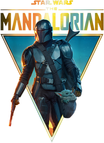 Nadruk Star Wars The Mandalorian  The Child Golden Logo Portrait - Przód