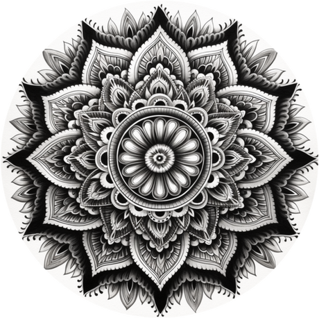 Nadruk Mandala czarno-biała szkic typ 2 - Przód