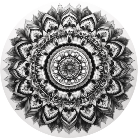 Nadruk Mandala czarno-biała szkic typ 3 - Przód