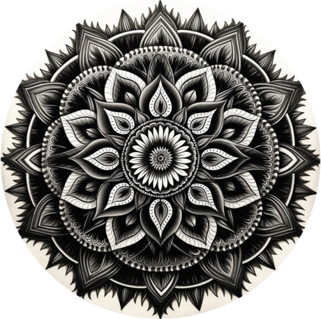 Nadruk Mandala czarno-biała szkic typ 5 - Przód