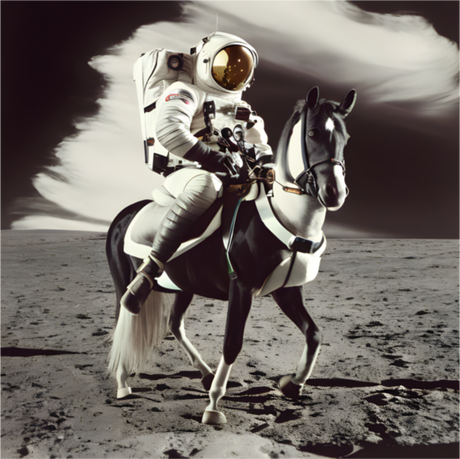 Nadruk Astronauta na koniu na tle księżycowym - Przód