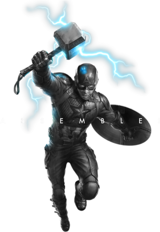 Nadruk Marvel Avengers Endgame Captain America Assemble Lightning T-Shirt - Przód