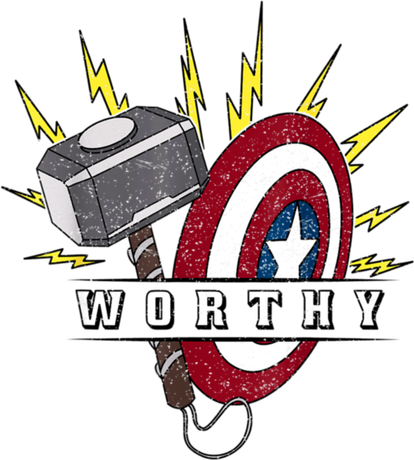 Nadruk Marvel Avengers Endgame Captain America Worthy Hammer Shield - Przód