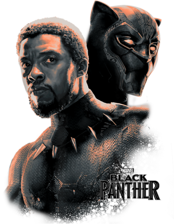 Nadruk Marvel Black Panther TChalla Unmasked Portrait - Przód
