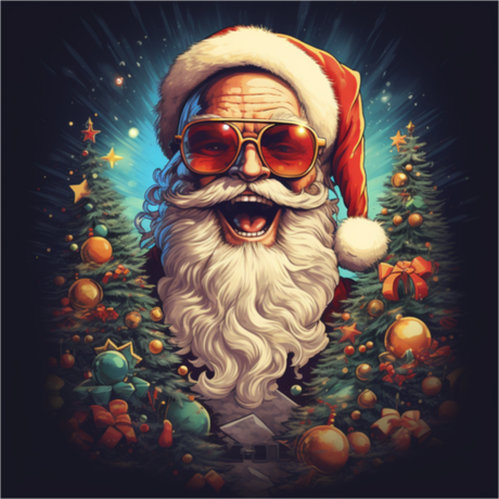 Nadruk Zabawny Święty Mikołaj - Przód
