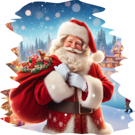 Nadruk Święty Mikołaj z prezentami - Przód