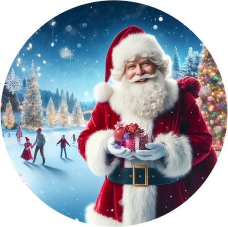 Nadruk Święty Mikołaj z prezentami - Przód