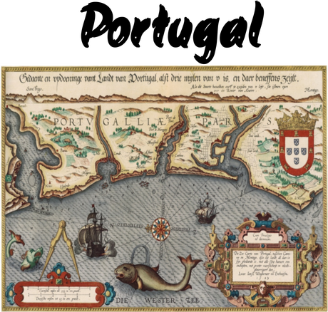 Nadruk Stara Mapa-Portugalia - Przód