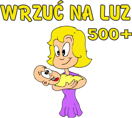 Nadruk Śmieszna  damska rodzina 500 + dla kobiety w ciąży - Przód