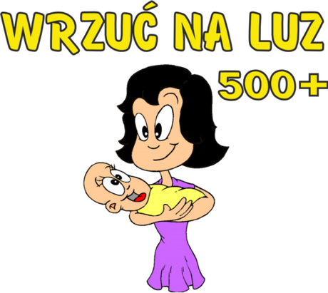 Nadruk Śmieszna  dla kobiety w ciąży - rodzina 500 + - Przód