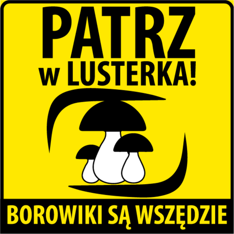 Nadruk Patrz w lusterka - magnes - Przód