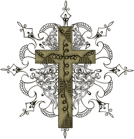 Nadruk Krzyż ornament - Przód