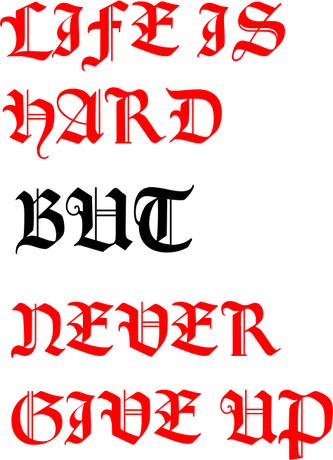 Nadruk NR 2 ''LIFE IS HARD BUT NEVER GIVE UP'' - Przód