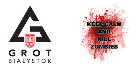 Nadruk Keep Calm and Kill Zombies Logo - Przód