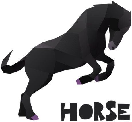 Nadruk Polygonal black horse - Przód