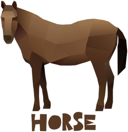 Nadruk Polygonal brown horse - Przód