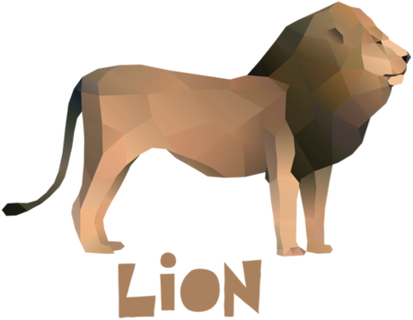 Nadruk Polygonal lion - Przód