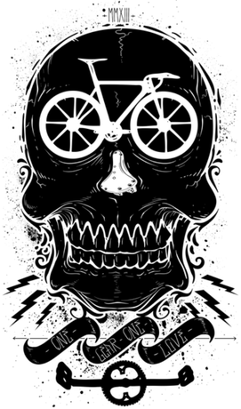 Nadruk czaszka z rowerem - Przód