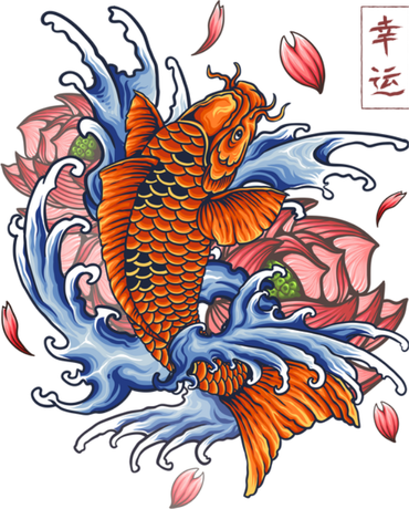 Nadruk Japanese Koi Tattoo - Przód