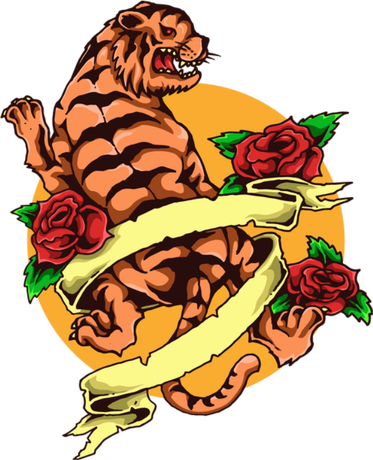 Nadruk Tiger Vintage Tattoo - Przód