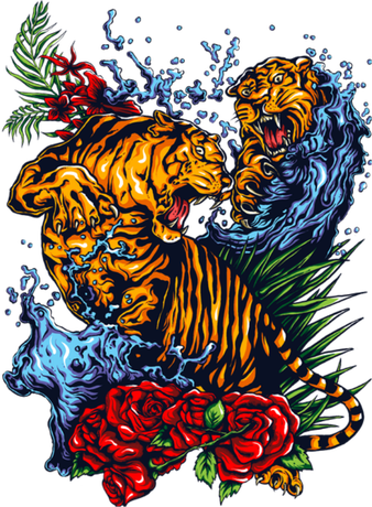 Nadruk Tigers Fight - Przód
