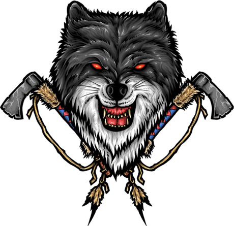 Nadruk Wolf and Tomahawk - Przód
