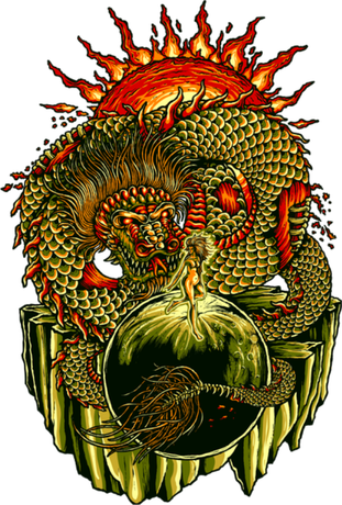 Nadruk Woman & Dragon - Przód