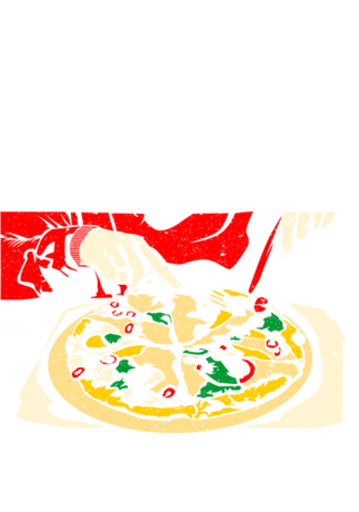 Nadruk Need More Pizza - Przód