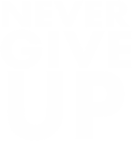Nadruk Never give up - Przód