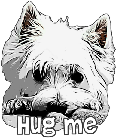 Nadruk Męska Westie West Highland White Terrier 5 Przytul mnie- Hug Me - Przód