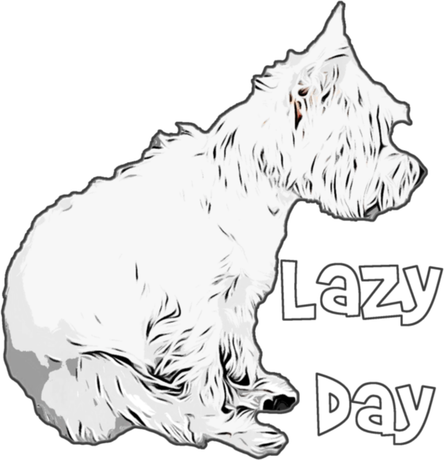 Nadruk 104cm - 164cm Lazy Day Westie - Przód