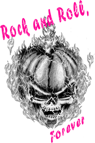 Nadruk rock and roll forever, skull pumpkin - Przód