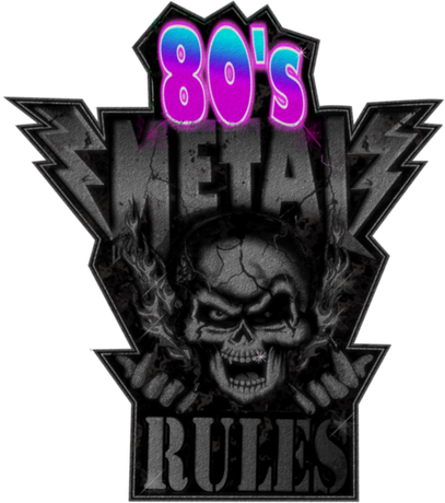 Nadruk Kopia 80s metal rules skull3 - Przód