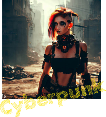 Nadruk Cyberpunk Girl - Przód