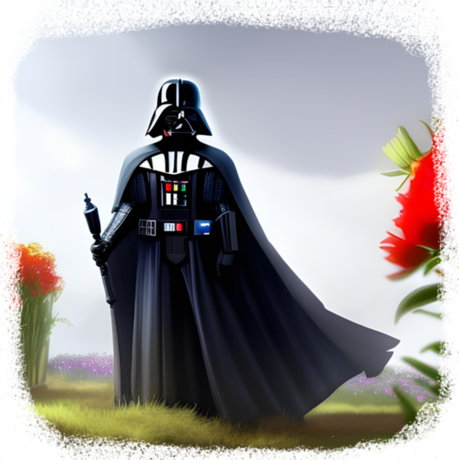 Nadruk Lord Vader W Kwiatach - Przód