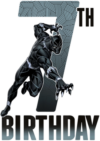 Nadruk Marvel Black Panther Action Pose 7th Birthday - Przód
