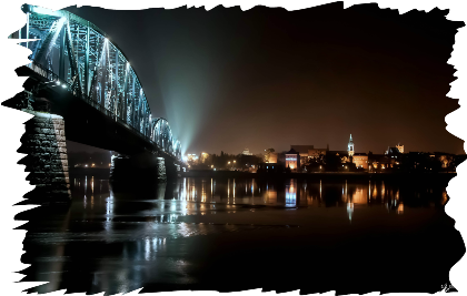 Nadruk ze zdjęciem starego mostu Toruńskiego. - Przód