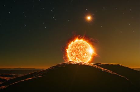 Nadruk Słońce schodzące na Ziemię - Przód