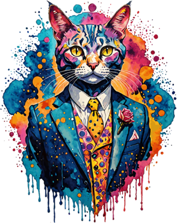 Nadruk Cat in suit - Przód