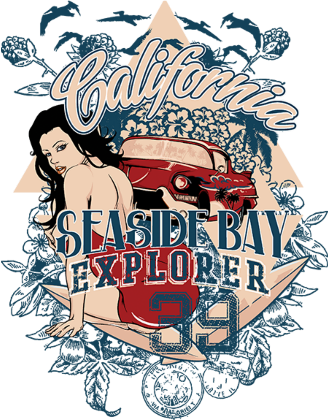 Nadruk California Sesside by Explorer - Przód