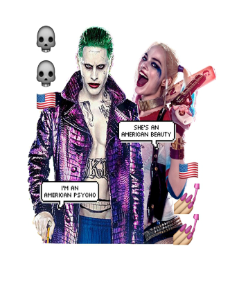 Nadruk Suicide Squad - Joker + Harley Quinn - Przód