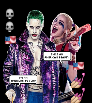 Nadruk Suicide Squad - Joker + Harley Quinn - Przód