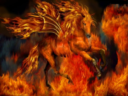 Nadruk koń w płomieniach - Przód