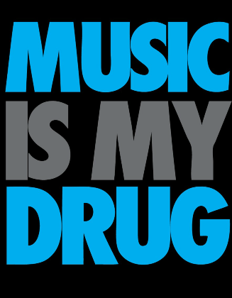 Nadruk HIT! Music Is My Drug WERSJA 1 Respect T-Shirt - Przód