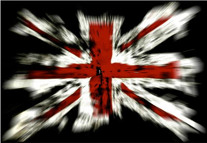 Nadruk Flaga brytyjska poszarpana - Przód