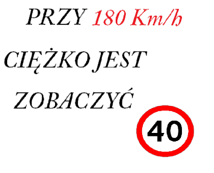 Nadruk Przy 180 ciężko jest zobaczyć 40 na znaku - Przód