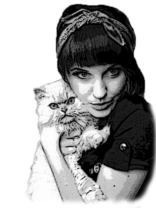 Nadruk Sweet girl with the cat - Przód