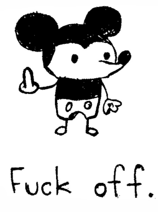 Nadruk Fuck off mickey mouse - Przód